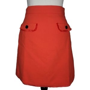ANN TAYLOR PETITE orange fringe button pocket skirt